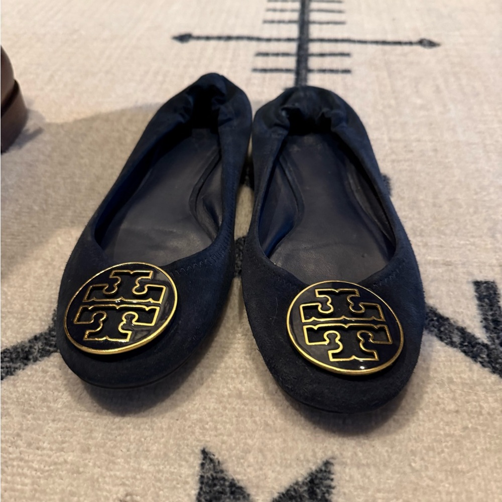 Tory Burch Blue and Gold Flats
